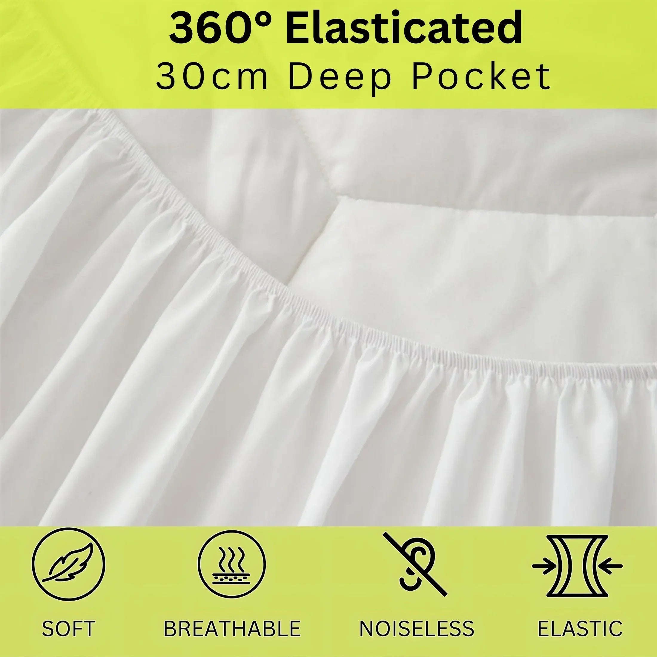 4AS Bunk Bed Waterproof Mattress Protector 30cm Deep - Hotel Quality Sheet Deep Pocket Elasticized Fitted Cover Quilted Soft Touch Breathable Noise-Free Hexagonal Design White - 4A's Global