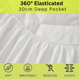 4AS Bunk Bed Waterproof Mattress Protector 30cm Deep - Hotel Quality Sheet Deep Pocket Elasticized Fitted Cover Quilted Soft Touch Breathable Noise-Free Hexagonal Design White - 4A's Global