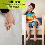 4AS Bunk Bed Waterproof Mattress Protector 30cm Deep - Hotel Quality Sheet Deep Pocket Elasticized Fitted Cover Quilted Soft Touch Breathable Noise-Free Hexagonal Design White - 4A's Global