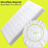 4AS Bunk Bed Waterproof Mattress Protector 30cm Deep - Hotel Quality Sheet Deep Pocket Elasticized Fitted Cover Quilted Soft Touch Breathable Noise-Free Hexagonal Design White - 4A's Global