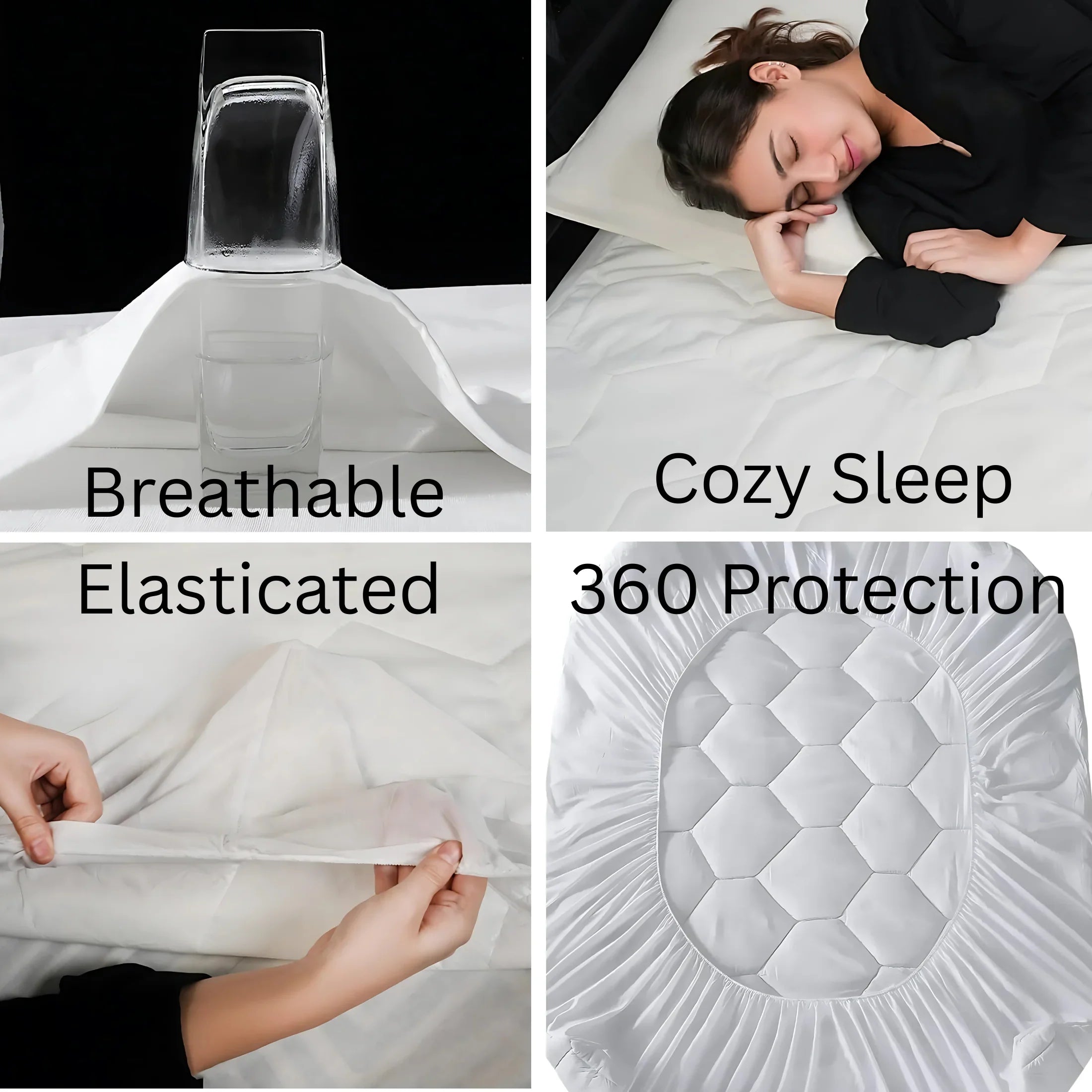 Bunk Bed Mattress Protector Sheet Hexagonal 30cm | Lightweight, Breathable & Stylish | 76x190+30cm Mattress Protector Sheet Cover 360 Elasticated Sheet – Noiseless & Deep Fit - 4A's Global