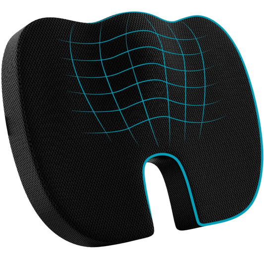 Memory Foam Seat Cushion – Ergonomic Cooling Comfort for Office, Car & Home | 45x35cm | Black - 4A's Global