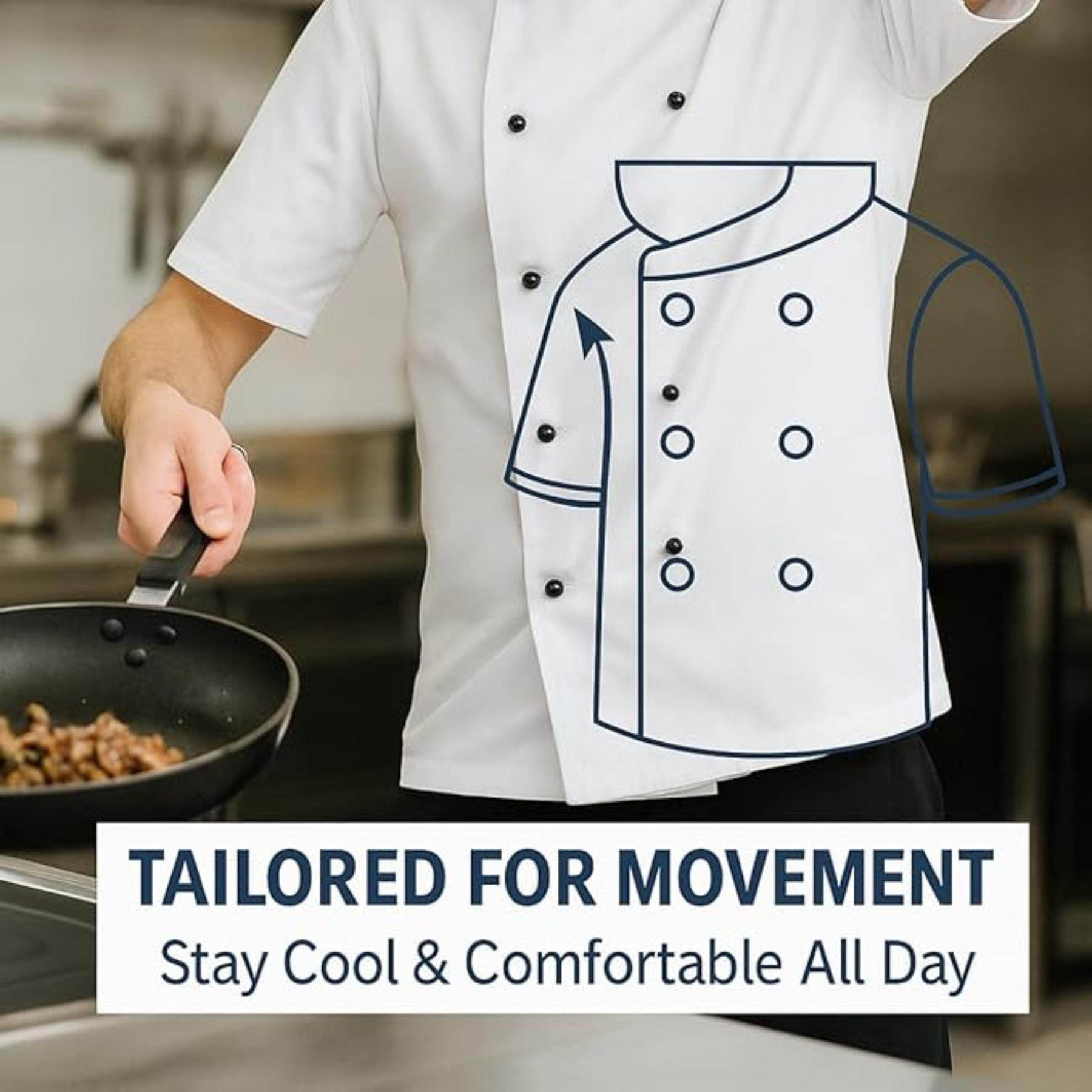HH Chef Jacket Set Professional | Short Sleeve | Breathable & Durable Kitchen Uniform | Unisex Culinary Workwear for UK Chefs & Students (Copy) - 4A's Global