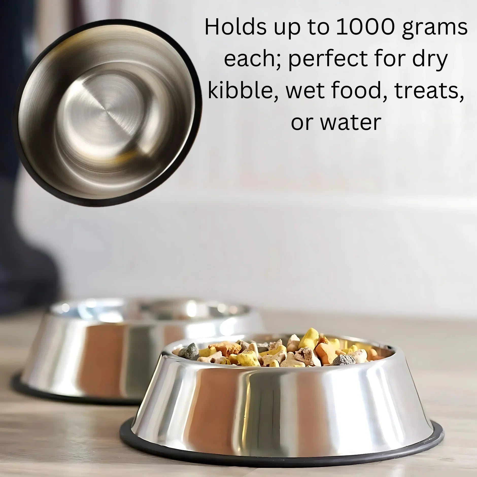 Stainless Steel Pet Feeding Bowls – Set of 2 | Non-Slip Food & Water Dishes for Dogs & Cats - 4A's Global