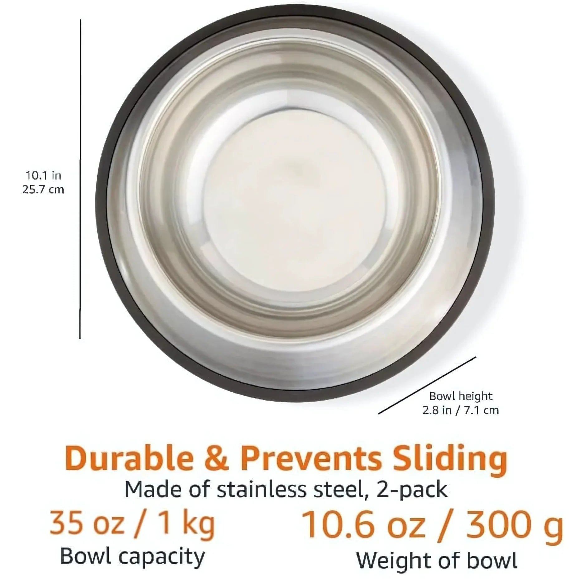 Stainless Steel Pet Feeding Bowls – Set of 2 | Non-Slip Food & Water Dishes for Dogs & Cats - 4A's Global