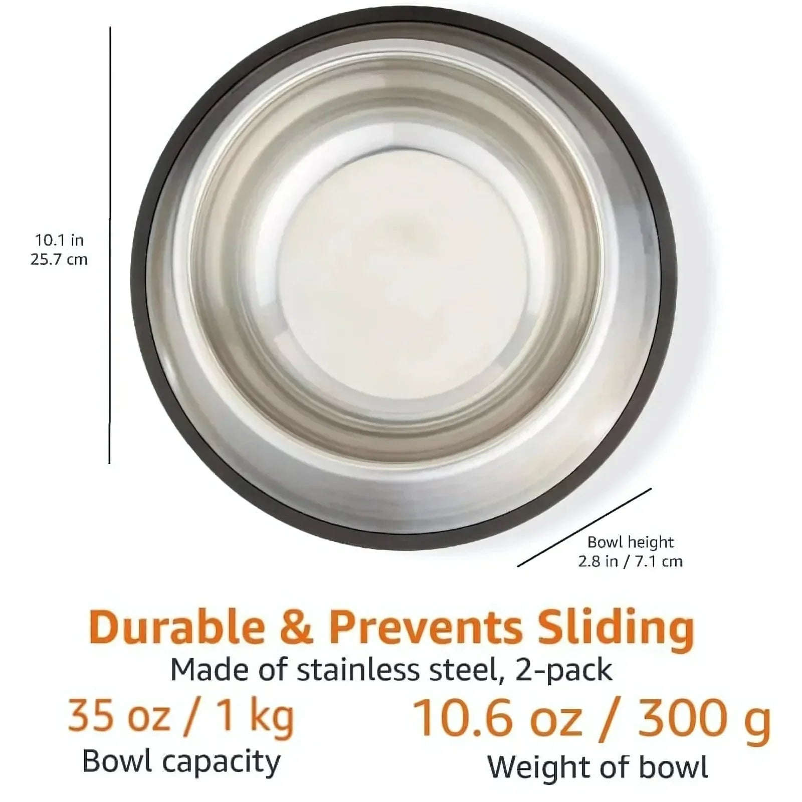 Stainless Steel Pet Feeding Bowls – Set of 2 | Non-Slip Food & Water Dishes for Dogs & Cats - 4A's Global