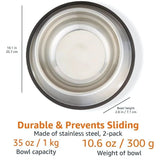 Stainless Steel Pet Feeding Bowls – Set of 2 | Non-Slip Food & Water Dishes for Dogs & Cats - 4A's Global