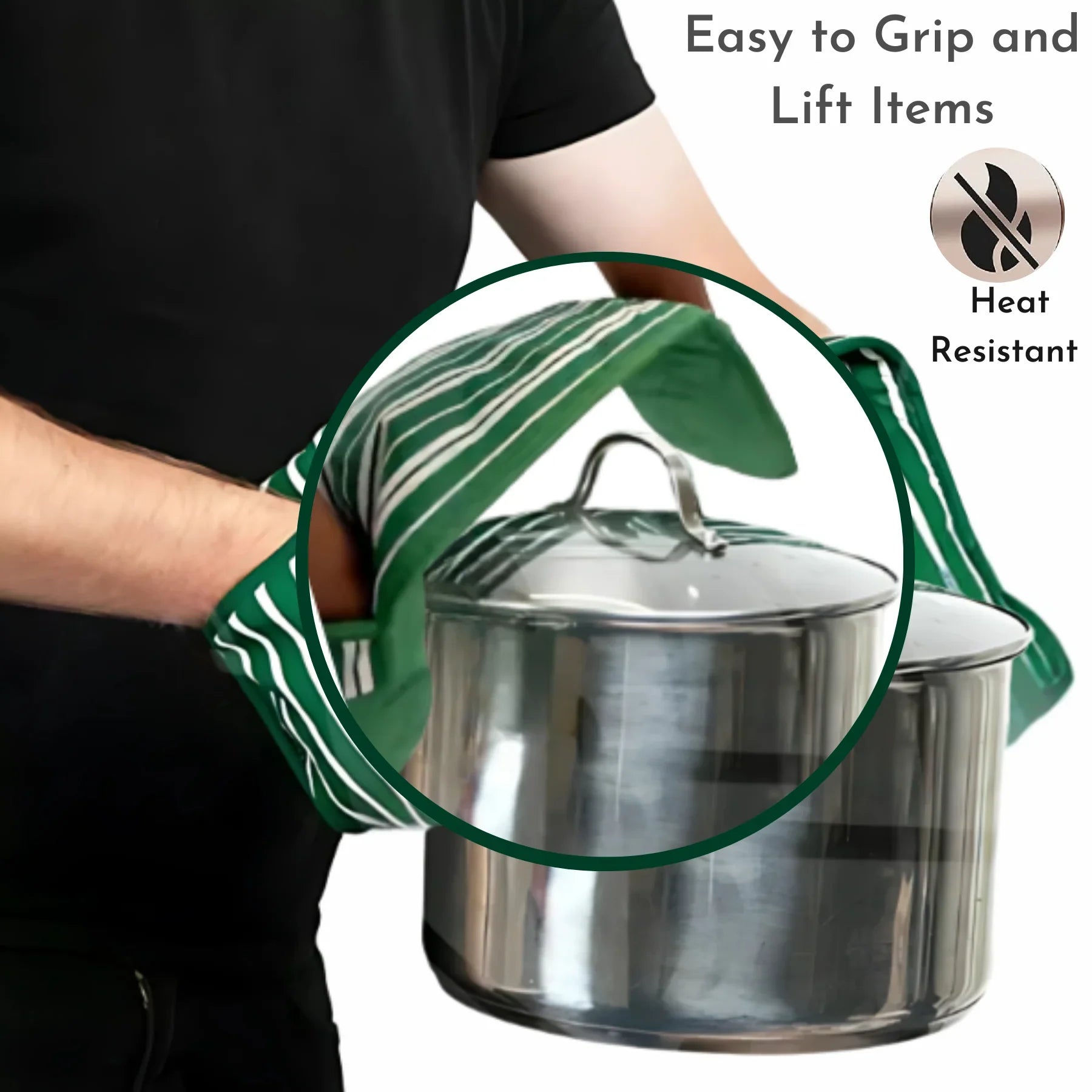 Double Oven Mittens Gloves – Cotton Heat Resistant Kitchen Mitts for Everyday Cooking & Baking - 4A's Global