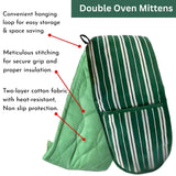 Double Oven Mittens Gloves – Cotton Heat Resistant Kitchen Mitts for Everyday Cooking & Baking - 4A's Global