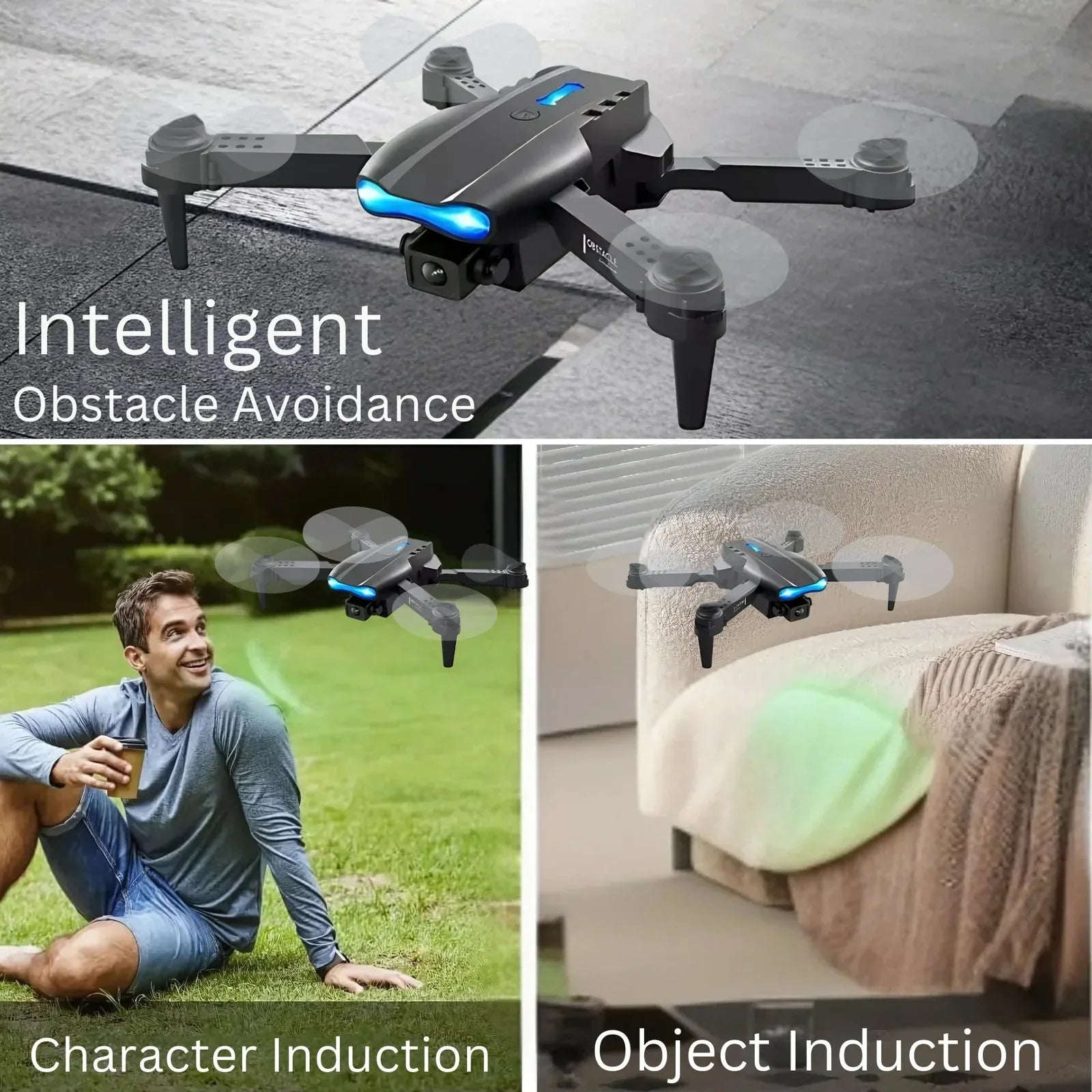E99 Pro Drone 4K Camera – Foldable Mini RC Quadcopter Grey - 4A's Global