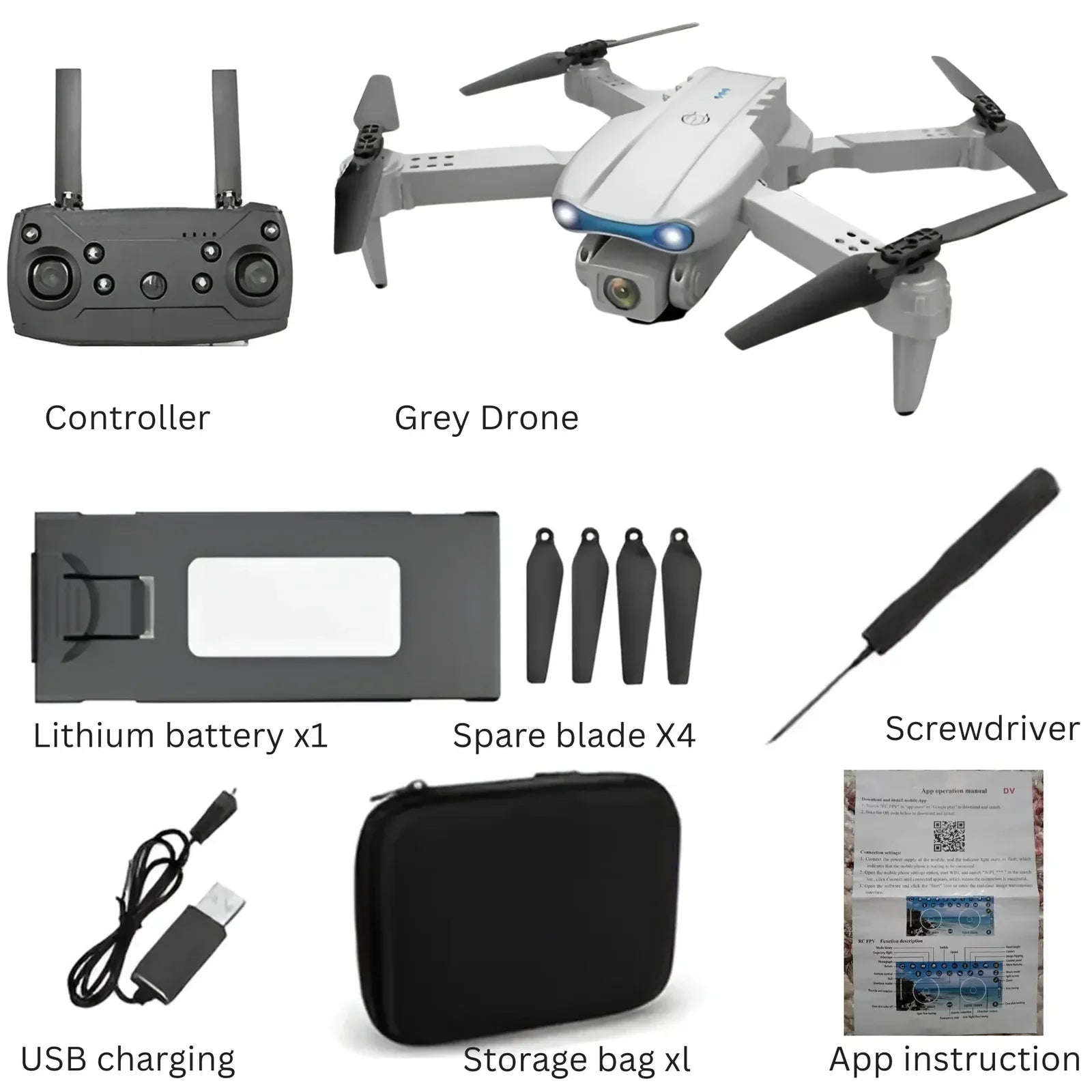 E99 Pro Drone 4K Camera – Foldable Mini RC Quadcopter Grey - 4A's Global