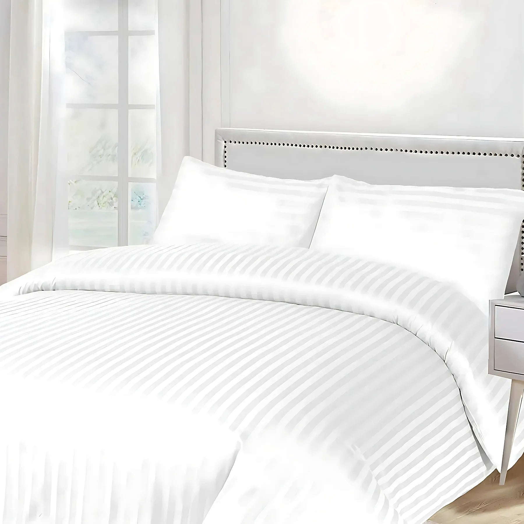 HH Satin Stripes Duvet Cover Set with Pillowcases Luxury Microfiber – 5 Star Hotel Quality Bedding (Copy) - 4A's Global