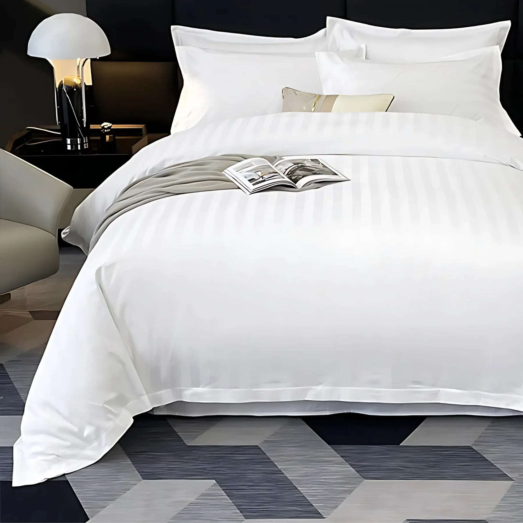 HH Satin Stripes Duvet Cover Set with Pillowcases Luxury Microfiber – 5 Star Hotel Quality Bedding (Copy) - 4A's Global