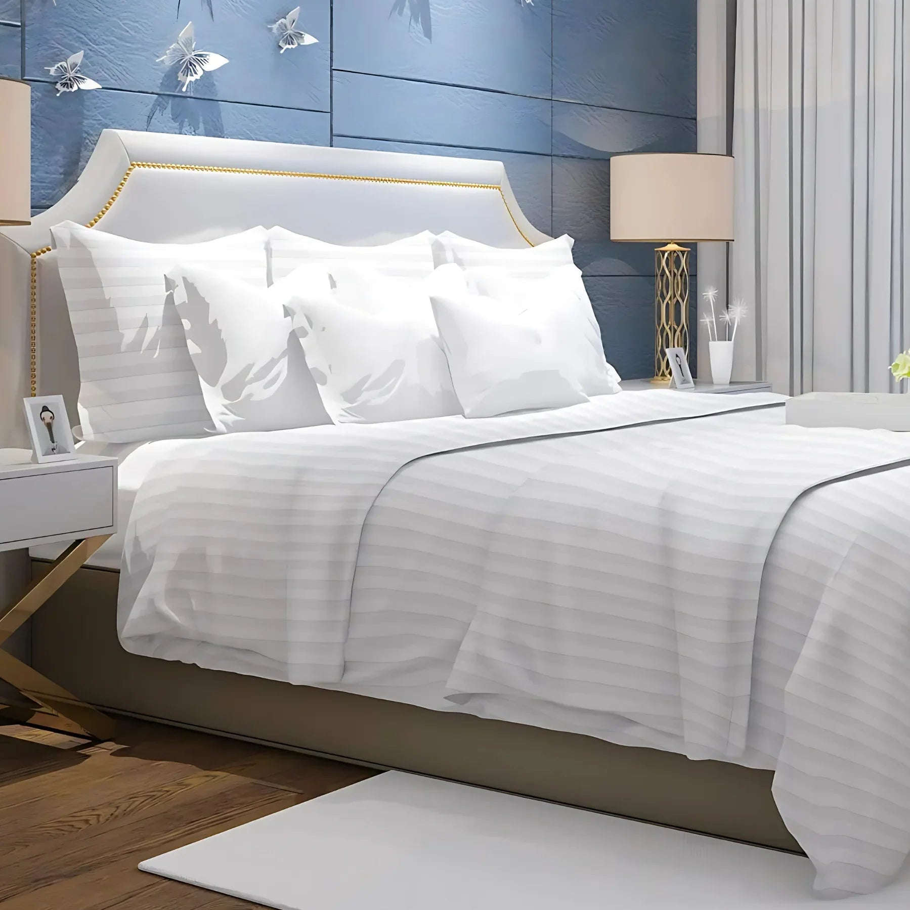 CL Satin Stripes Duvet Cover Set with Pillowcases Luxury Microfiber – 5 Star Hotel Quality Bedding - 4A's Global