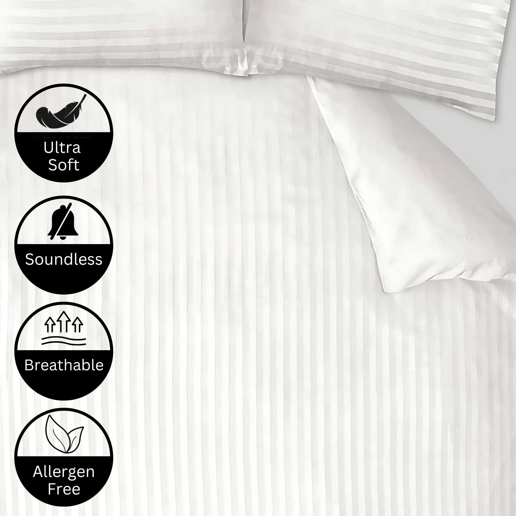 CL Satin Stripes Duvet Cover Set with Pillowcases Luxury Microfiber – 5 Star Hotel Quality Bedding - 4A's Global