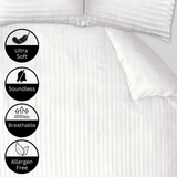 CL Satin Stripes Duvet Cover Set with Pillowcases Luxury Microfiber – 5 Star Hotel Quality Bedding