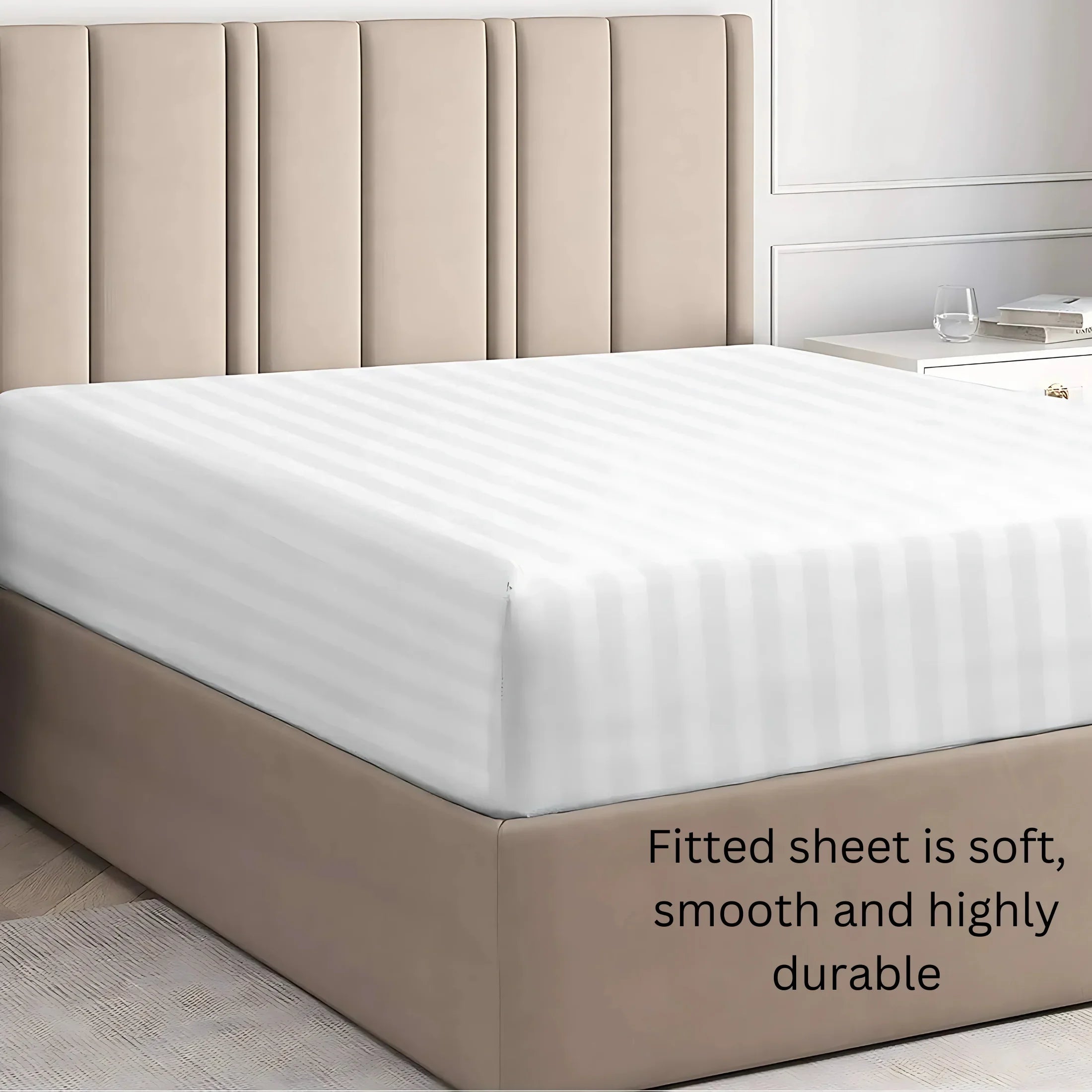 Egyptian Cotton Sateen Fitted Sheet – Luxurious 300 Thread Count Hotel-Quality Bedding for a Perfect Fit - 4A's Global