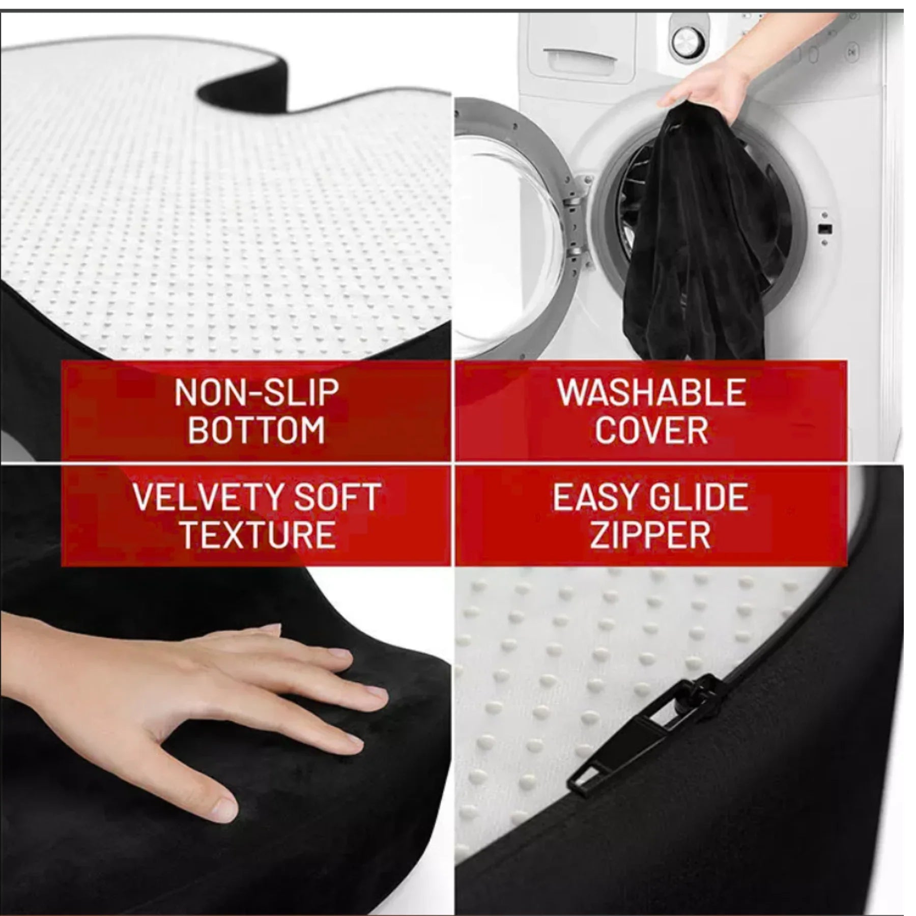 Memory Foam Seat Cushion β Ergonomic Cooling Comfort for Office, Car & Home | 45x35cm | Black - 4A's Global