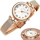 Elegant Ladies Luxury Wrist Watch – Rose Gold Stainless Steel Mesh Strap | Waterproof - 4A's Global