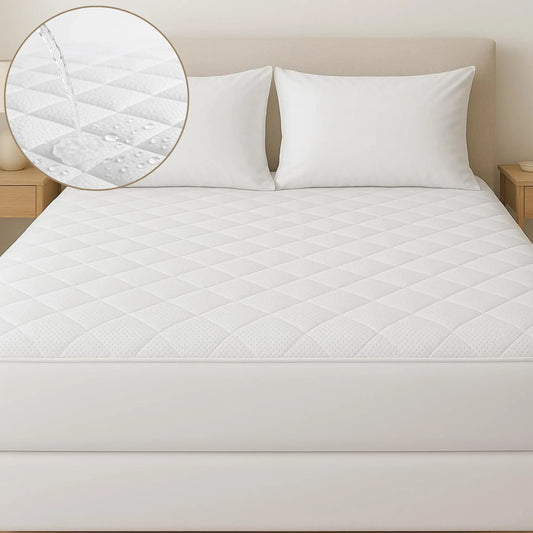 Waterproof Bamboo Mattress Protector – Hypoallergenic, Breathable, Fitted Sheet Design, Noise-Free Protection - 4A's Global