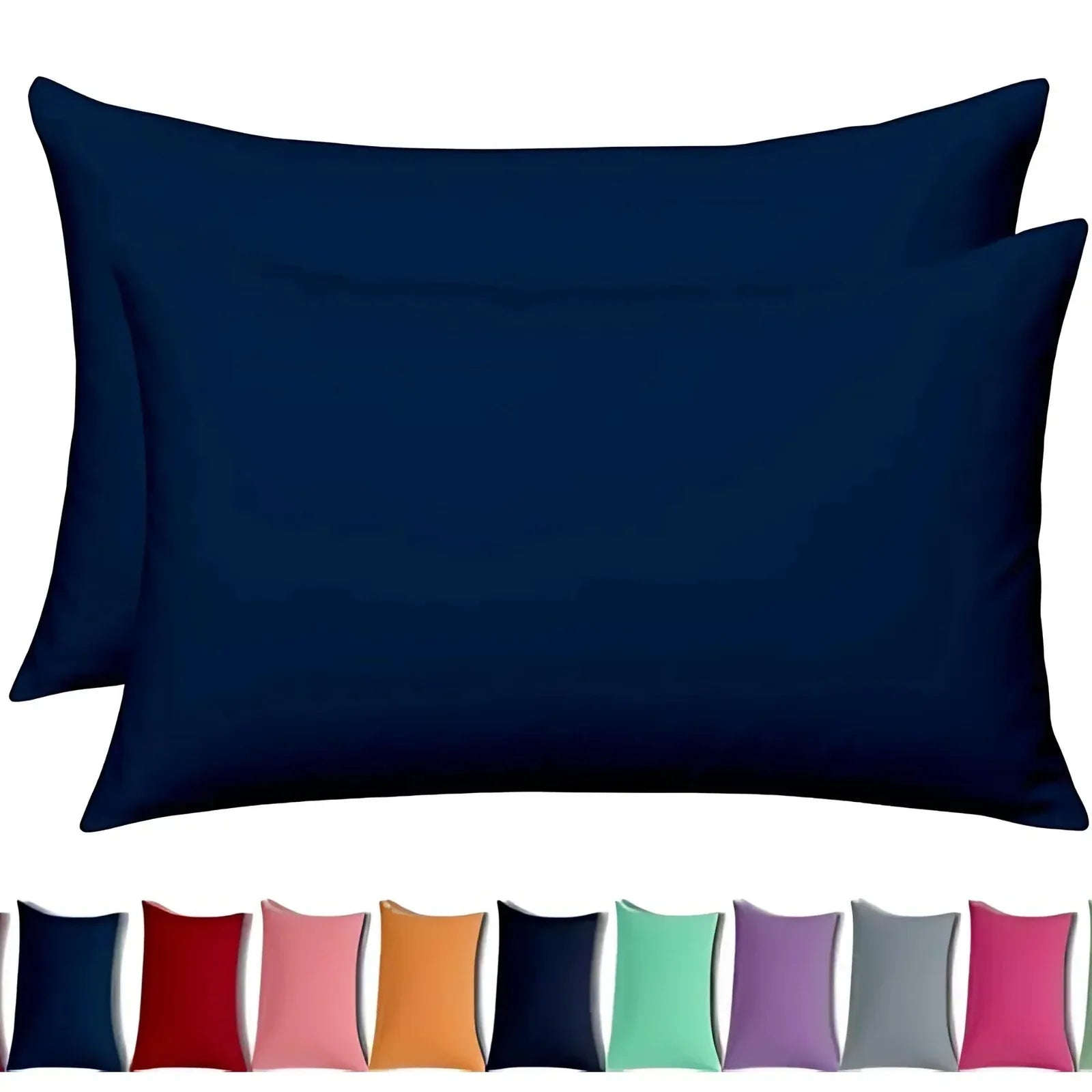 2x Luxury Percale Polycotton Pillowcases – Soft & Durable - 4A's Global