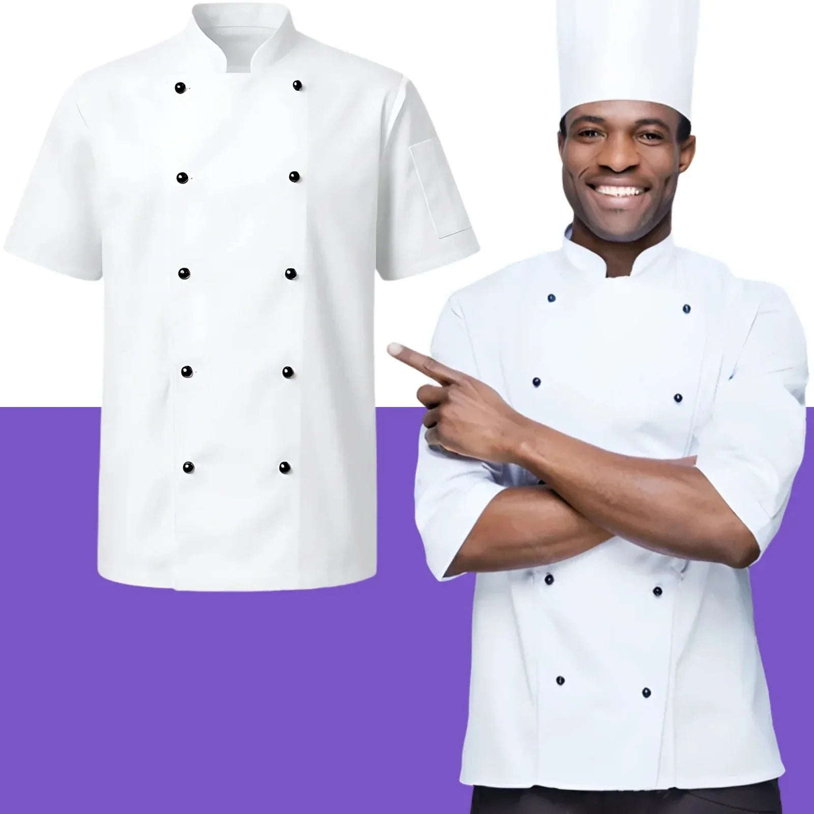 Professional Chef Jacket Set | Short Sleeve | Breathable & Durable Kitchen Uniform | Unisex Culinary Workwear for UK Chefs & Students - 4A's Global