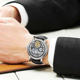 Men’s Automatic Skeleton Executive Wrest Watch | Leather Strap Mechanical Timepiece - 4A's Global
