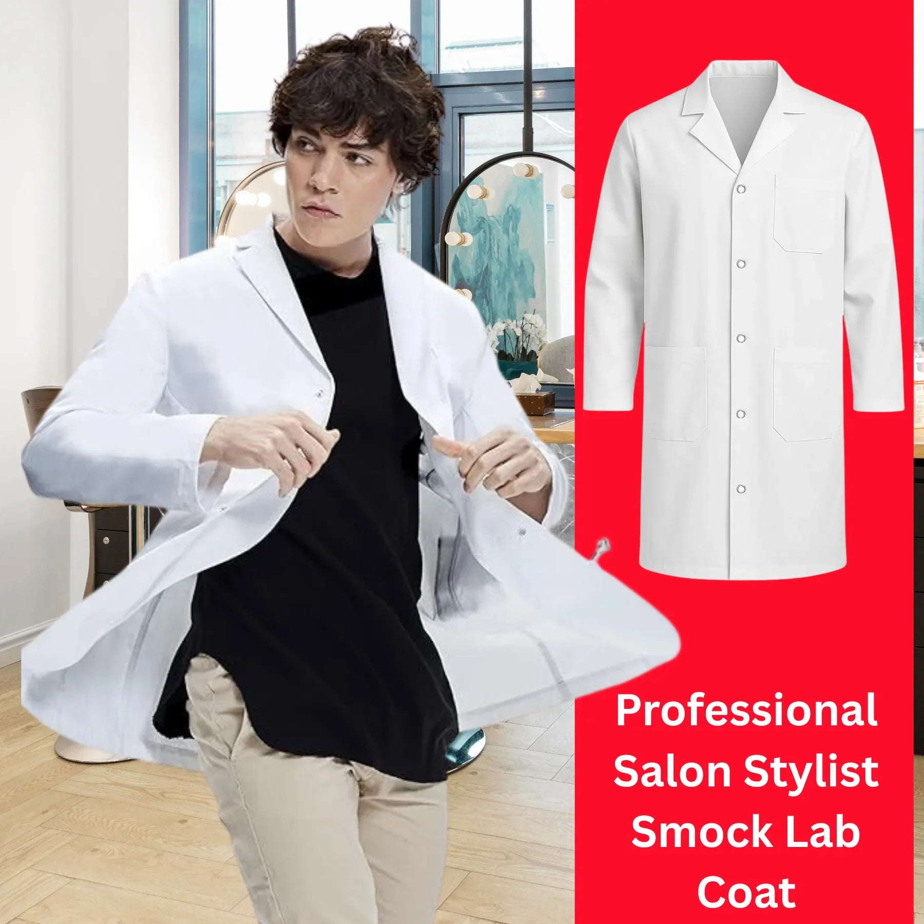 CL Unisex White Lab Coat | Salon Coat | Stylist Smock | Professional Workwear – Premium Polycotton Long Sleeve - 4A's Global