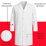 CL Unisex White Lab Coat | Salon Coat | Stylist Smock | Professional Workwear – Premium Polycotton Long Sleeve - 4A's Global