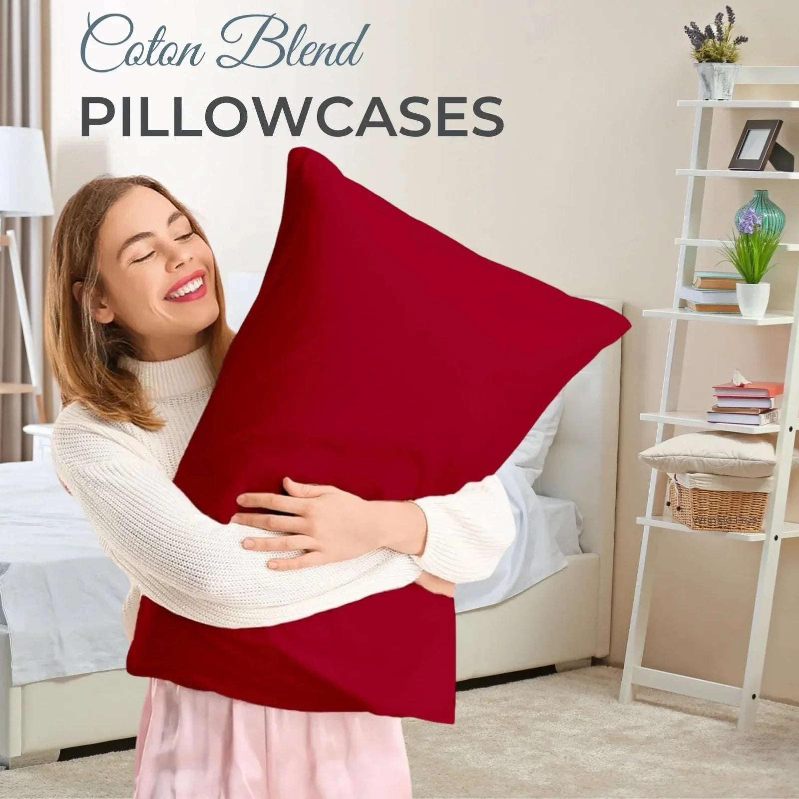 2x Luxury Percale Polycotton Pillowcase Pair – Soft, Durable & Easy-Care Bedding - 4A's Global