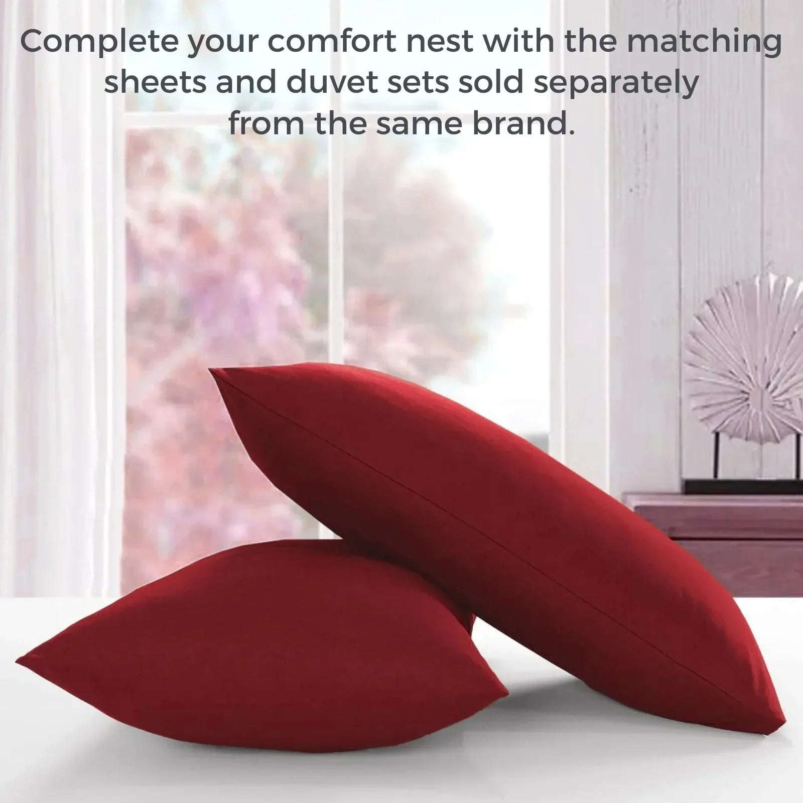 2x Luxury Percale Polycotton Pillowcase Pair – Soft, Durable & Easy-Care Bedding - 4A's Global