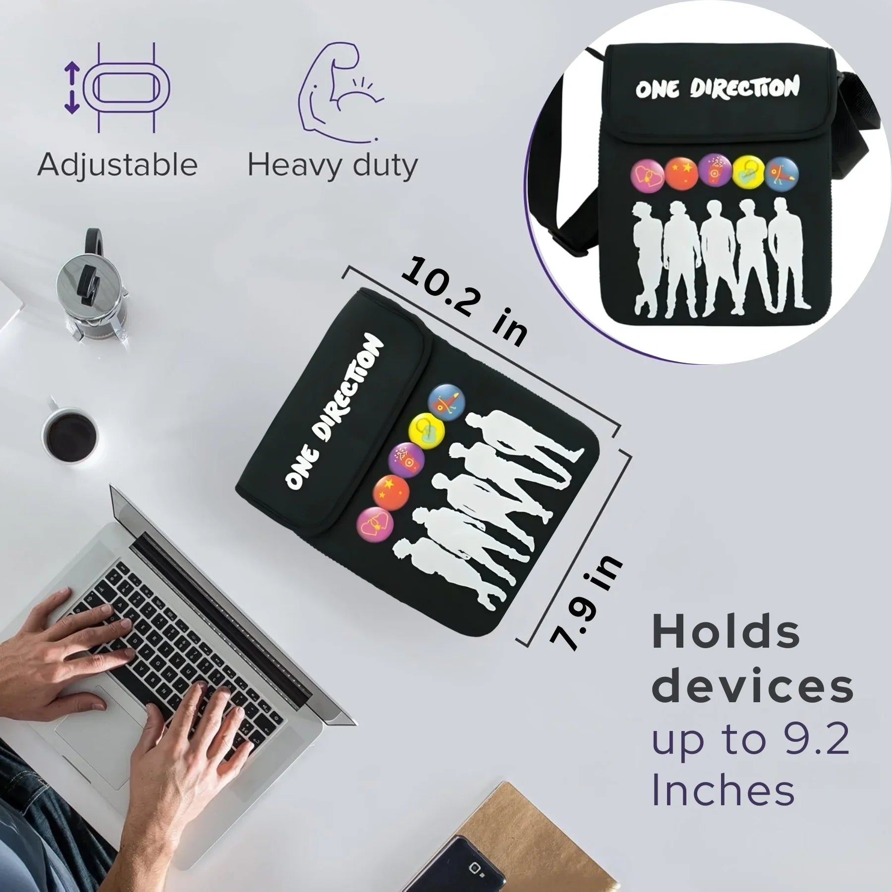 Travel Crossbody Bag for iPad & Tablet – Neoprene Shoulder Messenger with Adjustable Strap, Fits Passport, Mobile, Glasses & Documents - 4A's Global