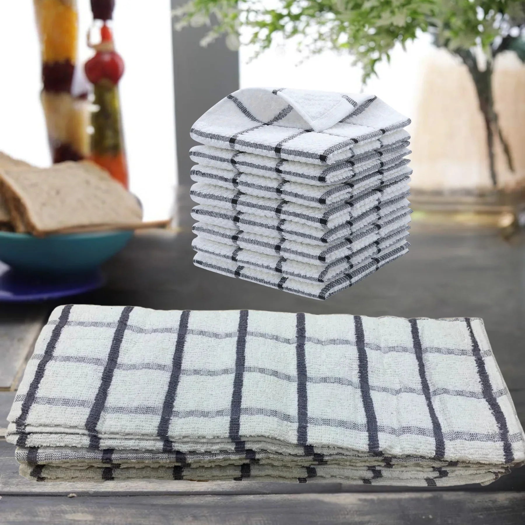 Terry Cotton Tea Towels Set | Super Absorbent Dish Cloths | Kitchen Cleaning & Drying Towels 75 x 52 cm - Pack of 6 - 4A's Global