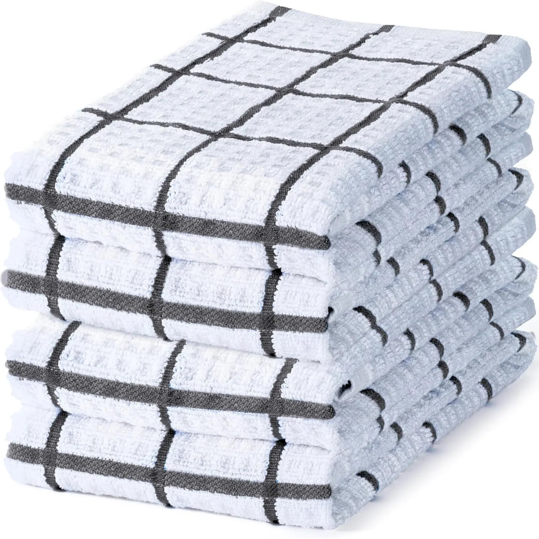 Terry Cotton Tea Towels Set | Super Absorbent Dish Cloths | Kitchen Cleaning & Drying Towels 75 x 52 cm - Pack of 6 - 4A's Global