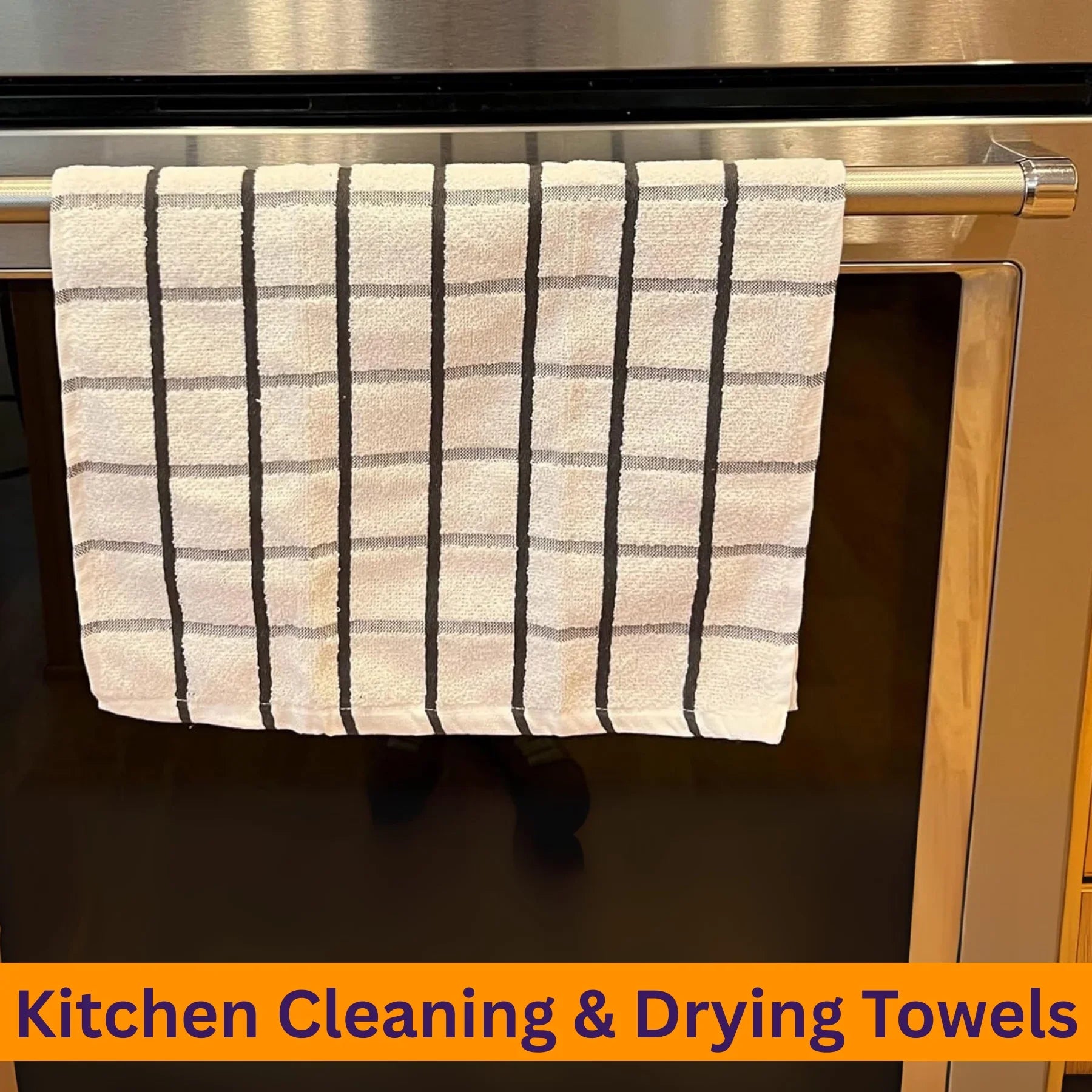 Terry Cotton Tea Towels Set | Super Absorbent Dish Cloths | Kitchen Cleaning & Drying Towels 75 x 52 cm - Pack of 6 - 4A's Global