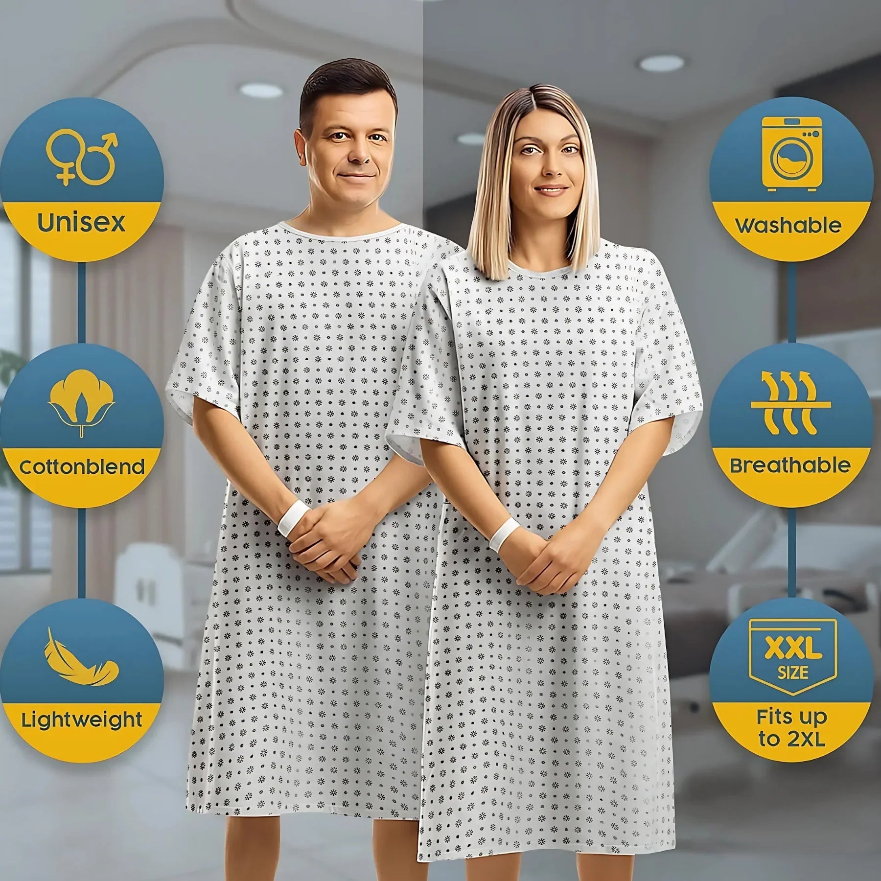 2x Unisex Wrap Over Gown – Comfortable, Stylish & Easy Wear (Pack of 2) - 4A's Global