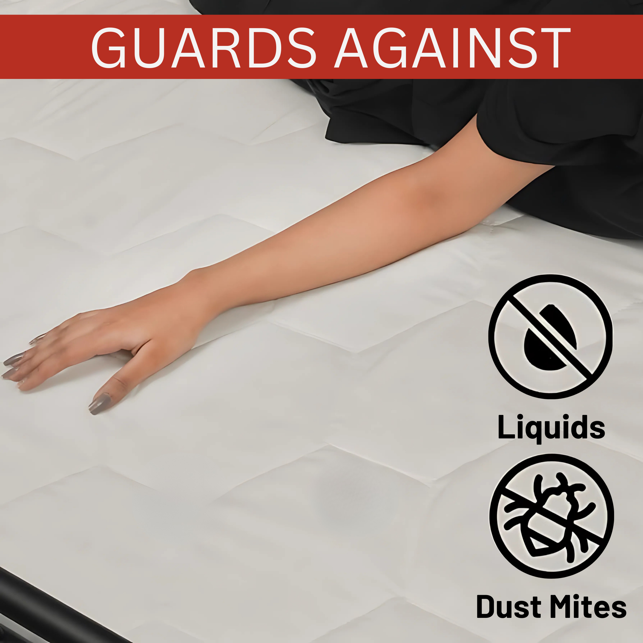 Mattress Protector Sheet | Lightweight, Breathable & Noise-Free | Deep Fit 30cm Skirt | Hexagonal Style - 4A's Global