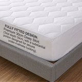 Premium Hexagonal Quilted Mattress Protector Sheet | Lightweight & Breathable | 30cm Extra Deep Fit | Noiseless | White | UK Sizes