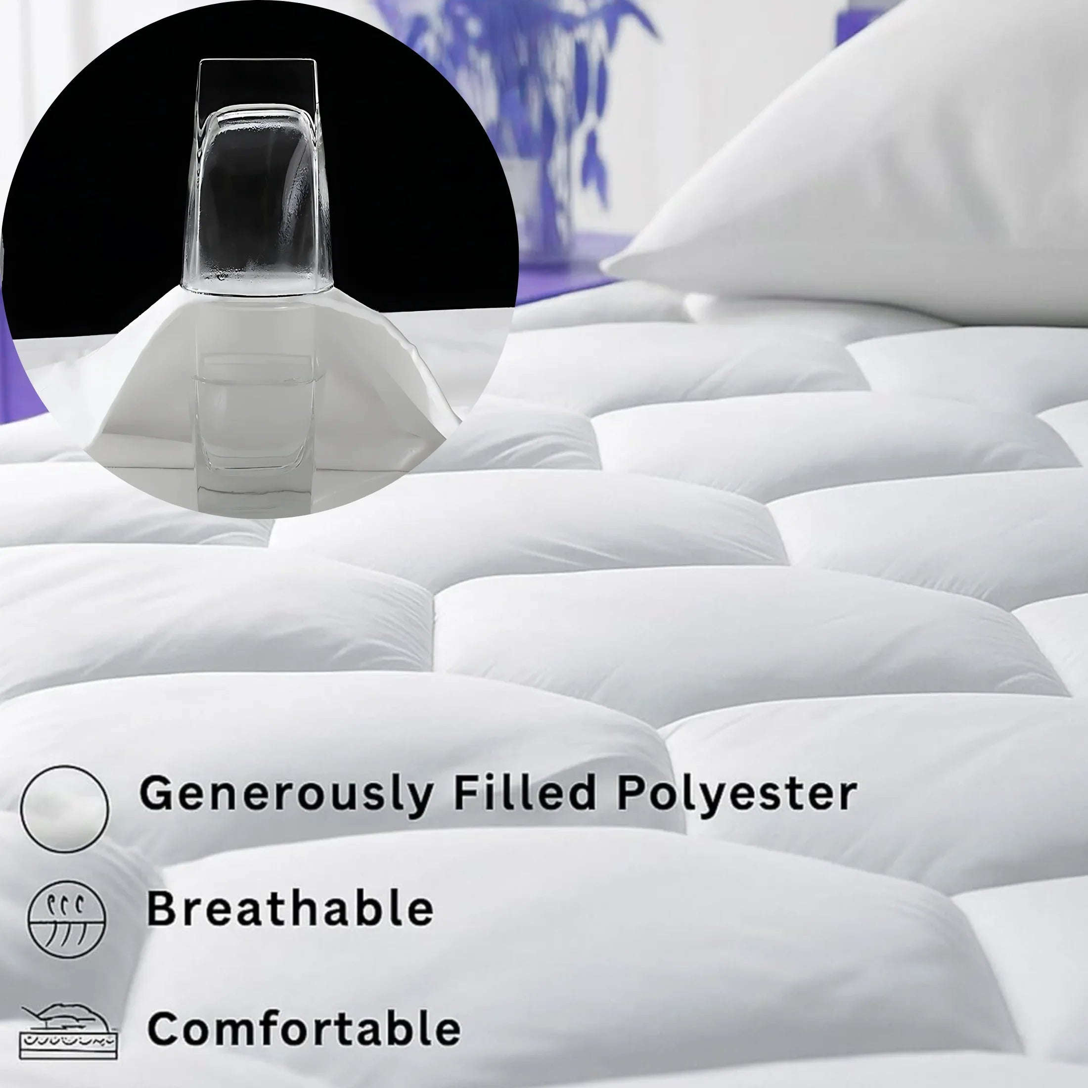 HH Quilted Mattress Protector 40cm Triple Filled Noiseless Breathable Hexagonal Design Soft Microfiber Fabric & Filling - 4A's Global