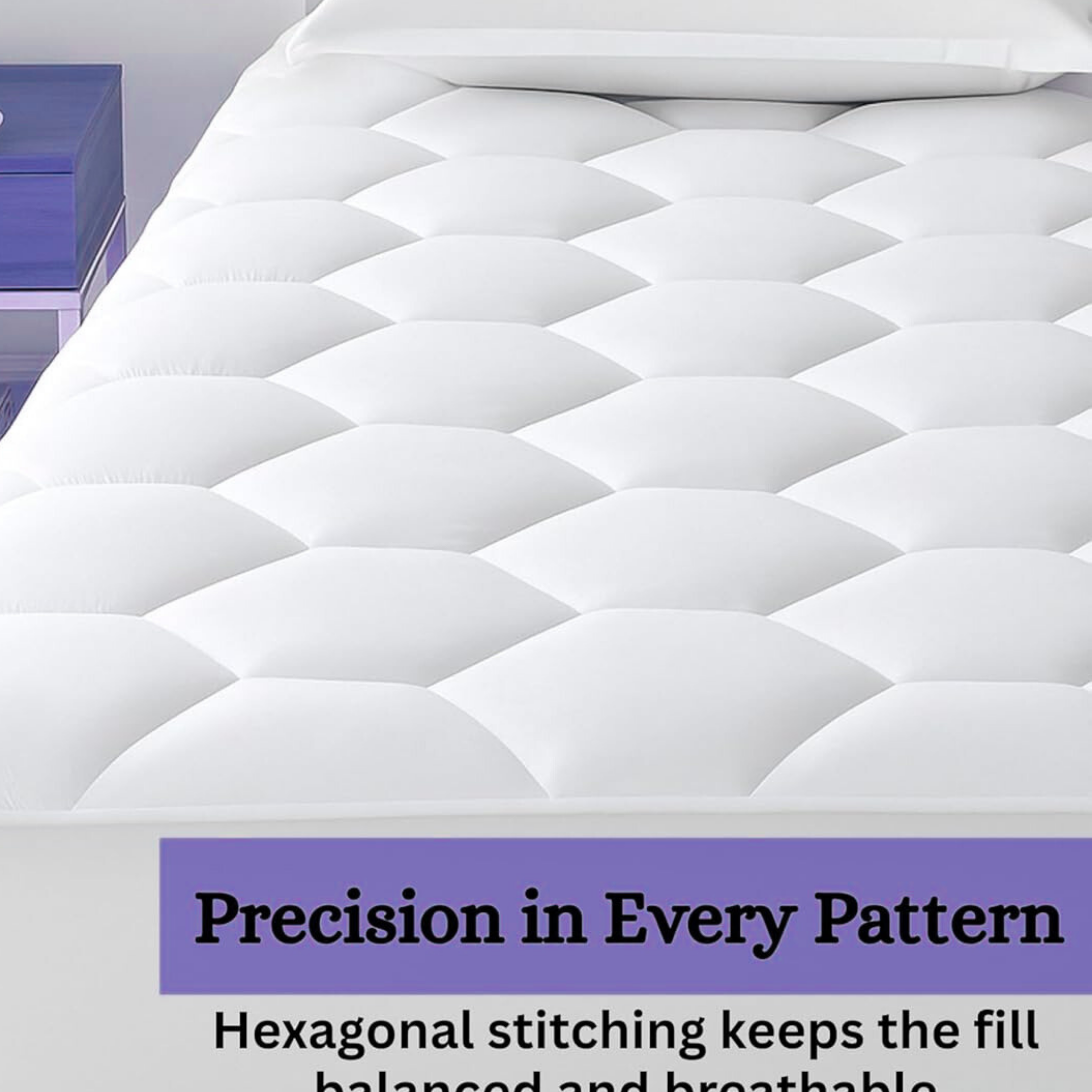 HH Quilted Mattress Protector 40cm Triple Filled Noiseless Breathable Hexagonal Design Soft Microfiber Fabric & Filling - 4A's Global