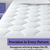 HH Quilted Mattress Protector 40cm Triple Filled Noiseless Breathable Hexagonal Design Soft Microfiber Fabric & Filling - 4A's Global