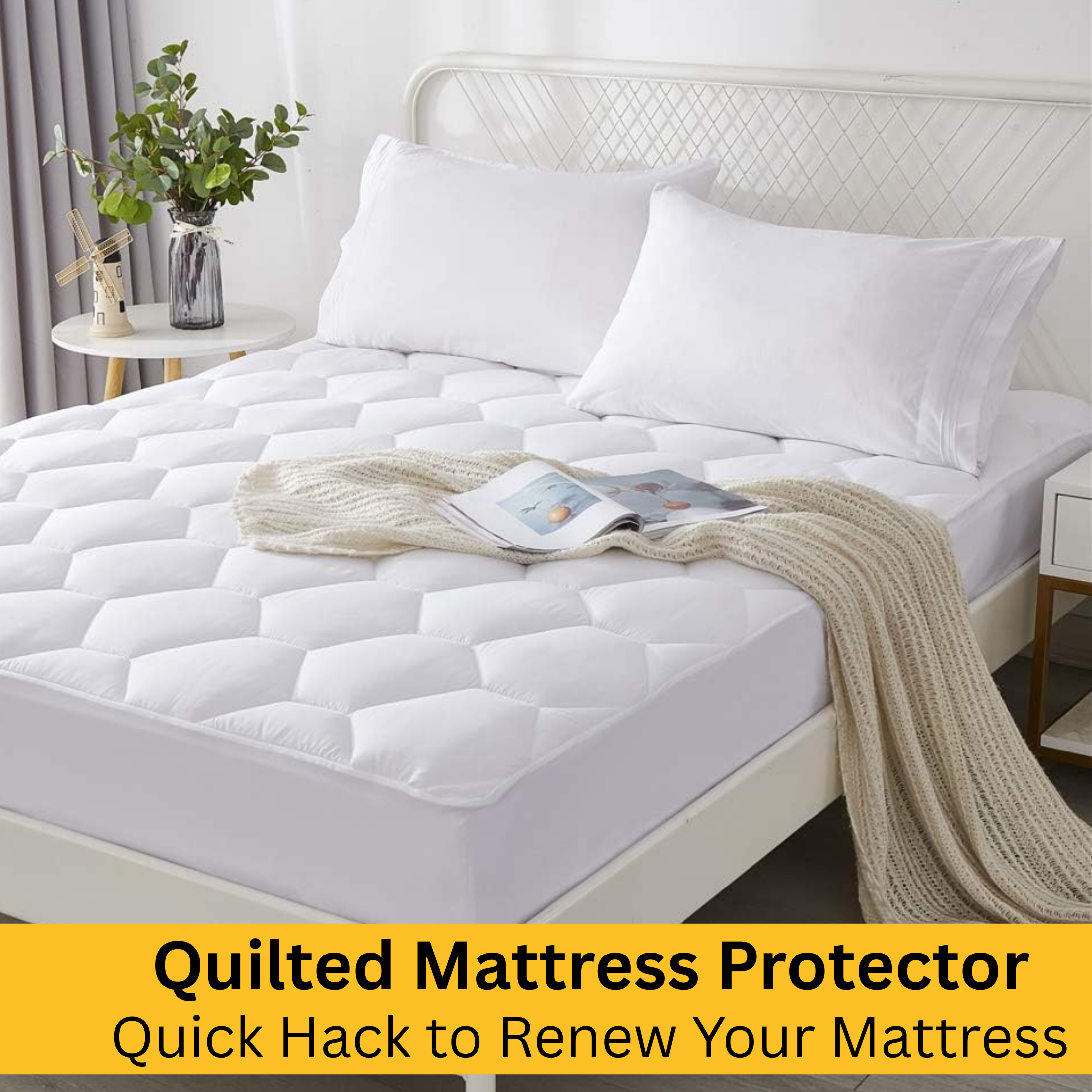 CL Quilted Mattress Protector Sheet | 200 GSM Triple Fill | 40cm Deep Skirt | Microfiber Soft & Breathable - 4A's Global