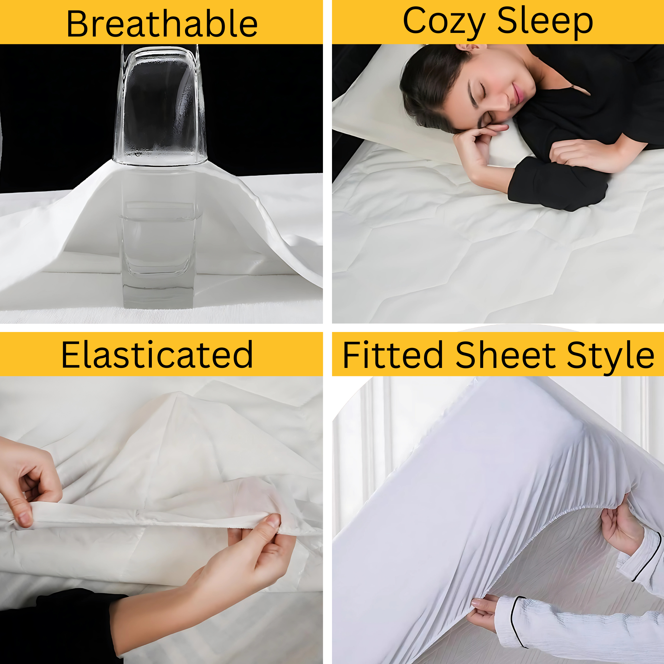 CL Quilted Mattress Protector Sheet | 200 GSM Triple Fill | 40cm Deep Skirt | Microfiber Soft & Breathable - 4A's Global