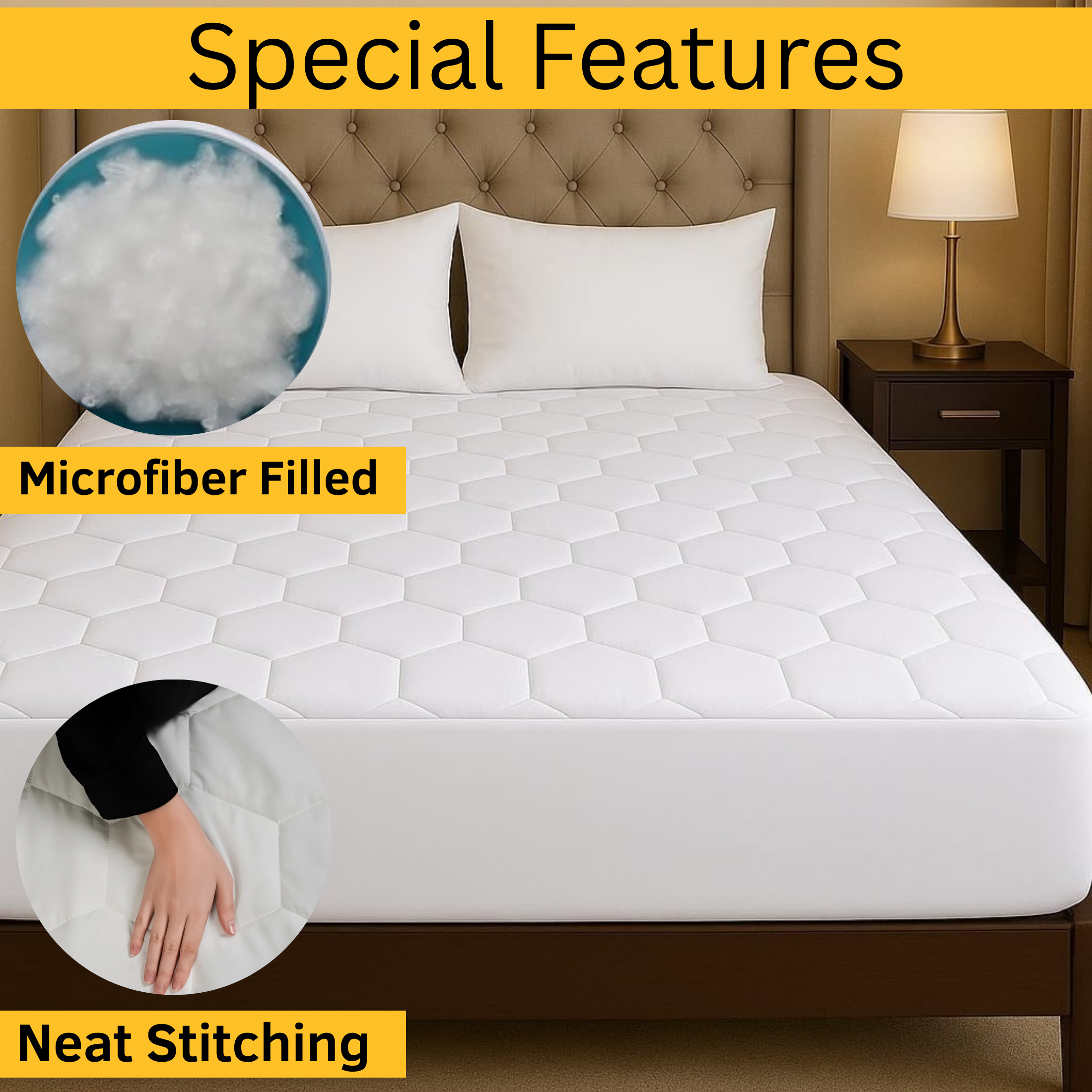 CL Quilted Mattress Protector Sheet | 200 GSM Triple Fill | 40cm Deep Skirt | Microfiber Soft & Breathable - 4A's Global