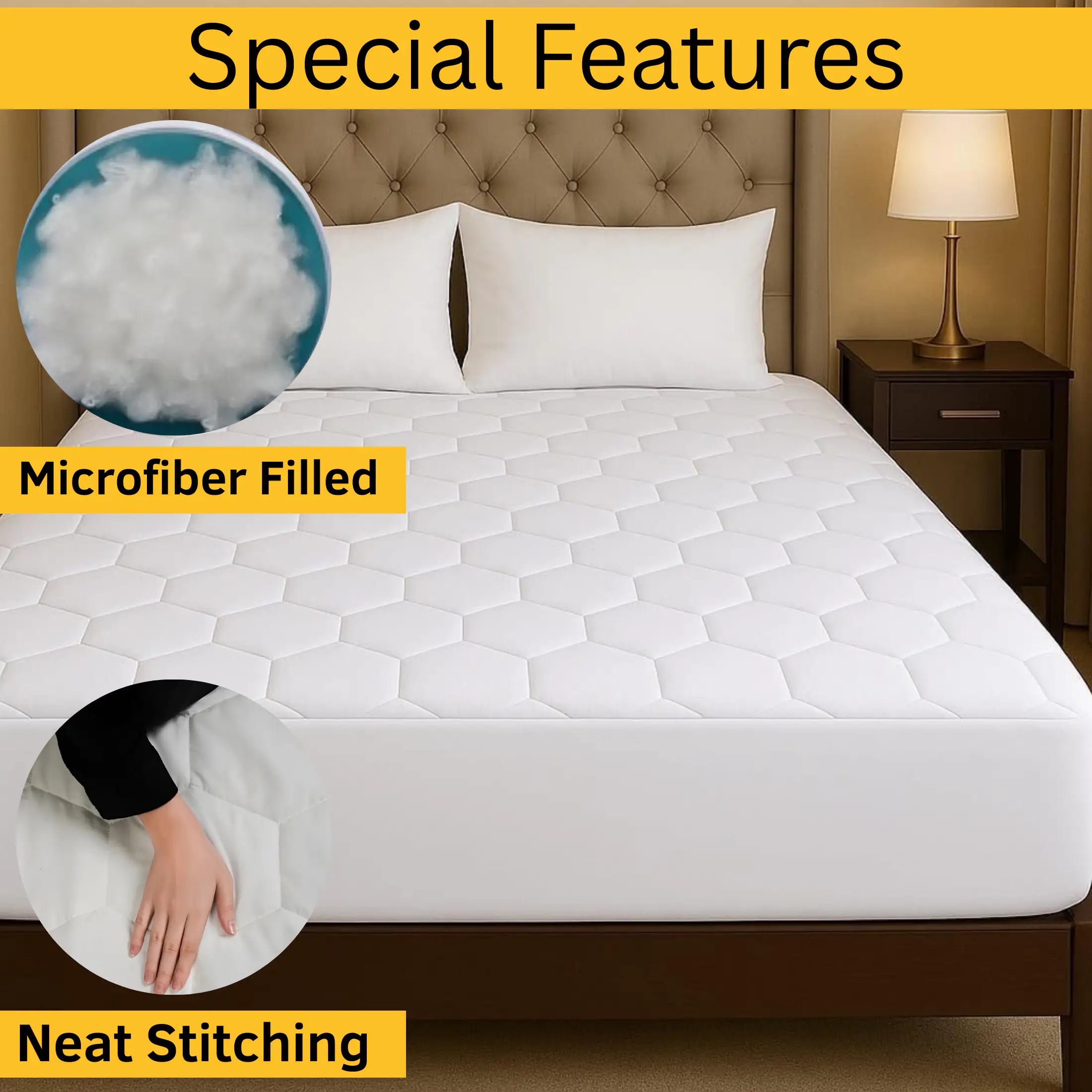 CL Quilted Mattress Protector Sheet | 200 GSM Triple Fill | 40cm Deep Skirt | Microfiber Soft & Breathable - 4A's Global