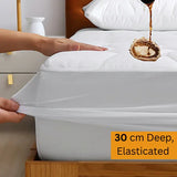 30cm Deep Waterproof Mattress Protector | Quilted, Breathable & Noise-Free | White | UK Sizes - 4A's Global