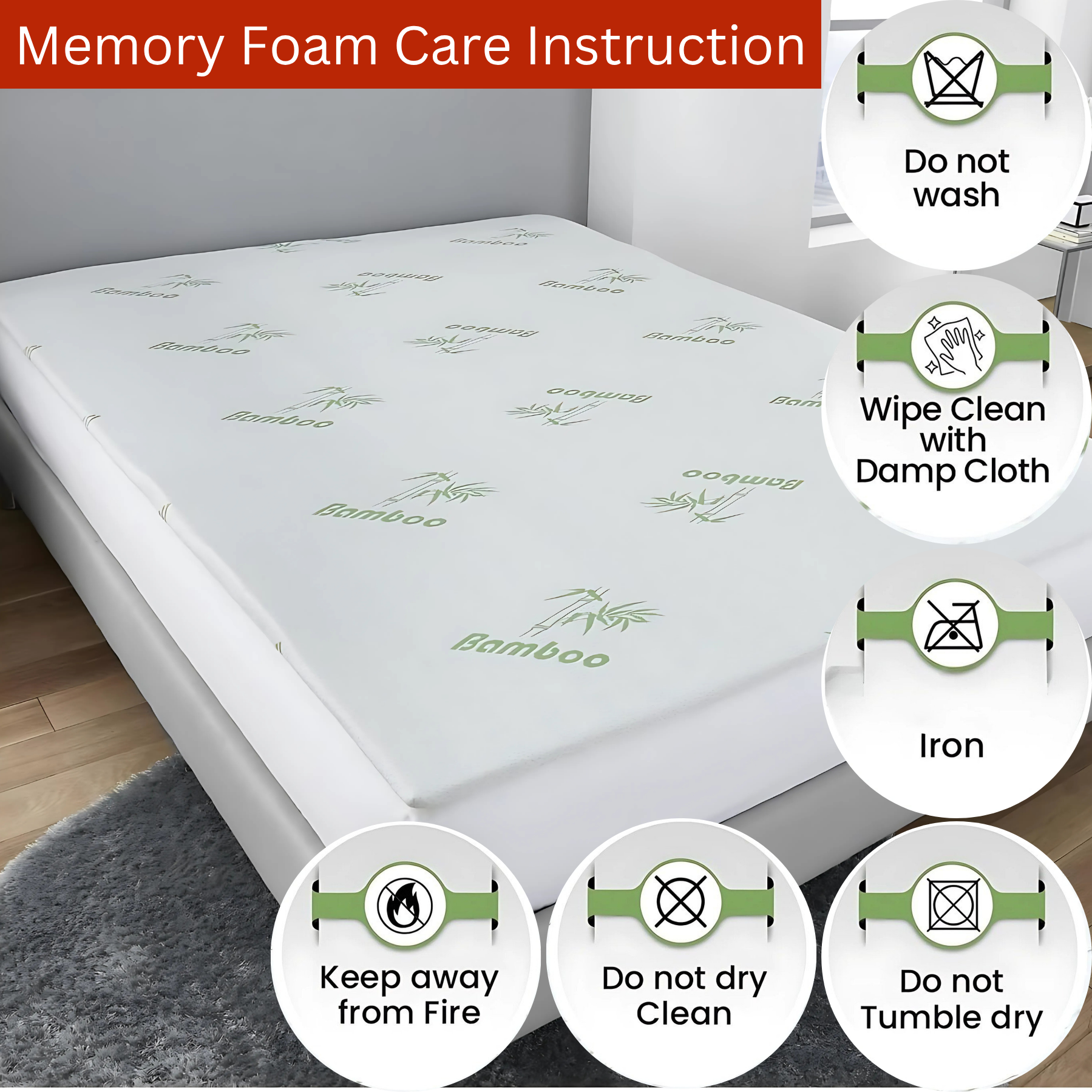CL Bamboo Mattress Topper Memory Foam – 2.5cm Cooling Comfort Layer | Breathable, Lightweight & Eco-Friendly Sleep Upgrade | UK Sizes (Copy) - 4A's Global