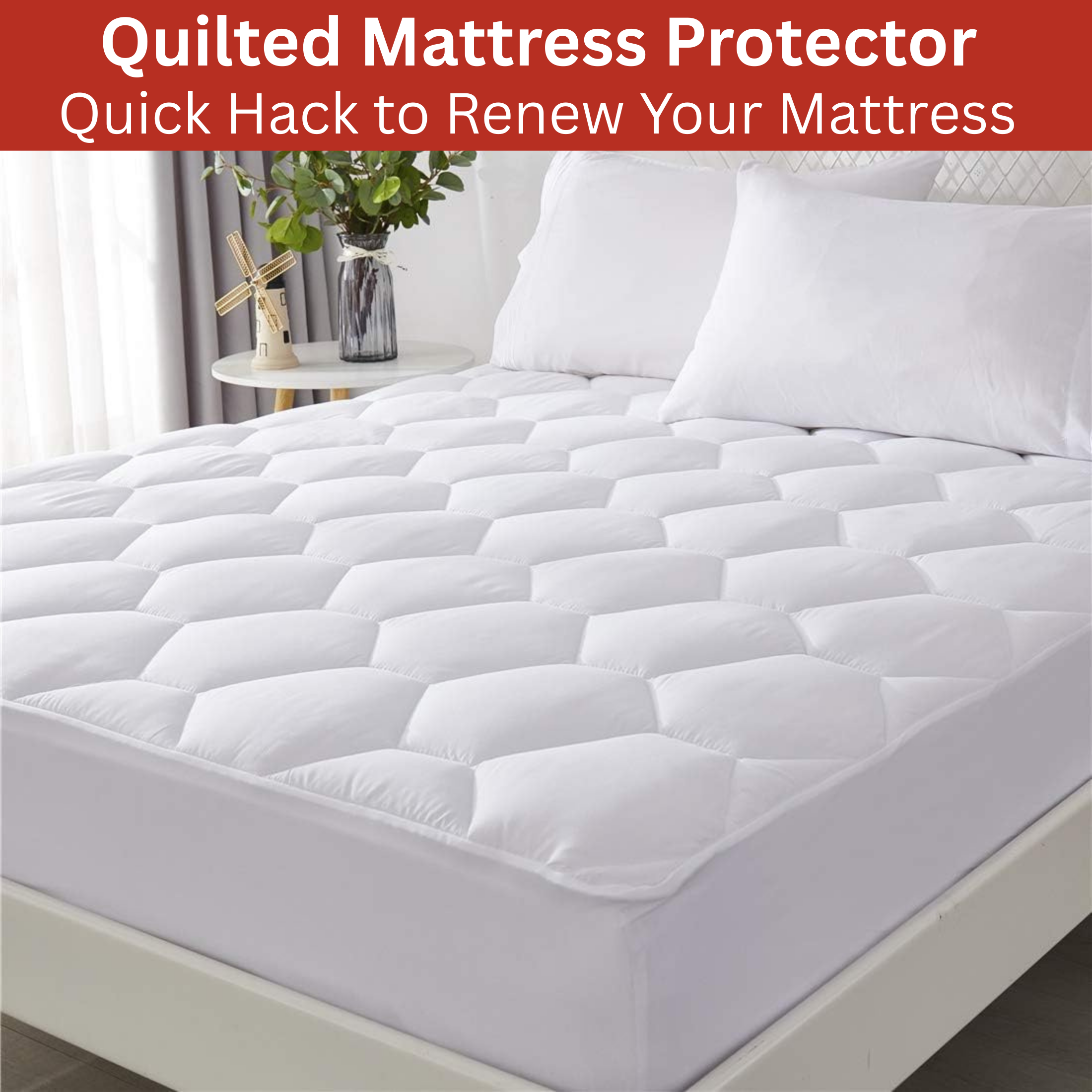 Quilted Mattress Protector Sheet | 40cm Deep Fit Skirt | 200 GSM Triple Fill | Lightweight, Breathable & Noiseless - 4A's Global