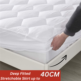 Quilted Mattress Protector Sheet | 40cm Deep Fit Skirt | 200 GSM Triple Fill | Lightweight, Breathable & Noiseless - 4A's Global