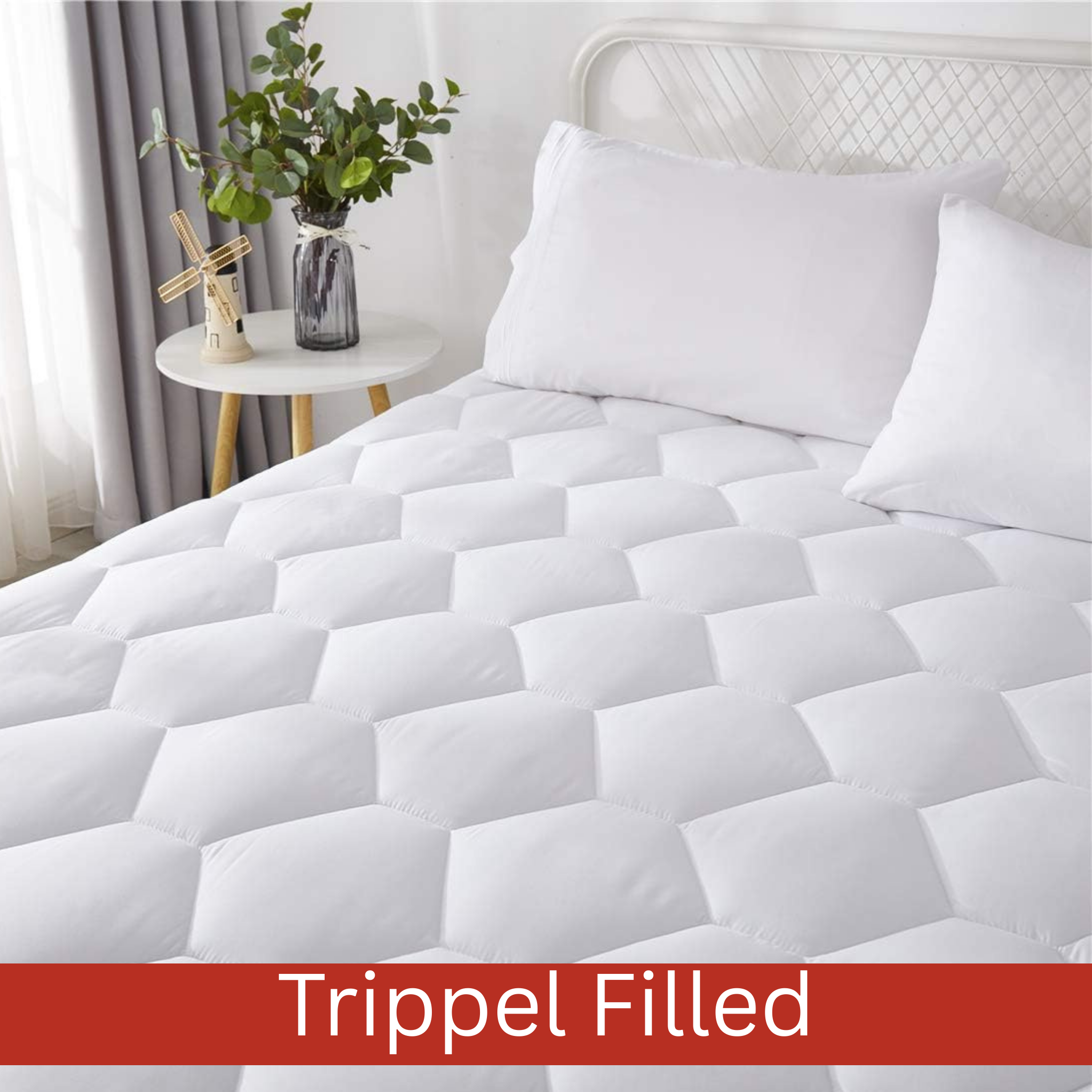 Quilted Mattress Protector Sheet | 40cm Deep Fit Skirt | 200 GSM Triple Fill | Lightweight, Breathable & Noiseless - 4A's Global